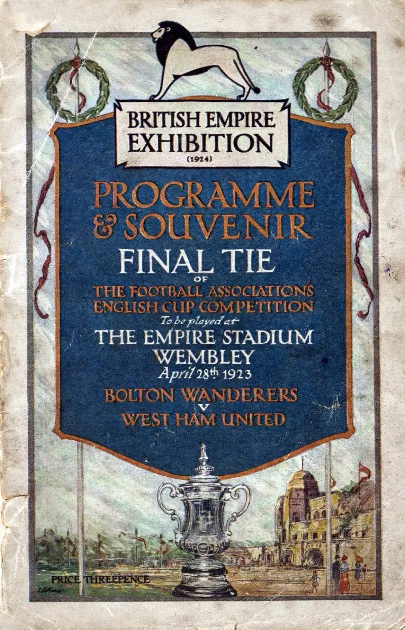 Program finału FA Cup na Wembley z 1923 roku