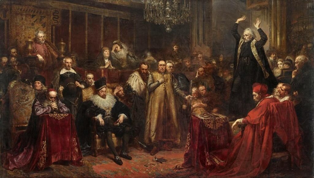 Jan Matejko, „Kazanie Piotra Skargi”, 1864. W roli Skargi – Michał Szweycer.
