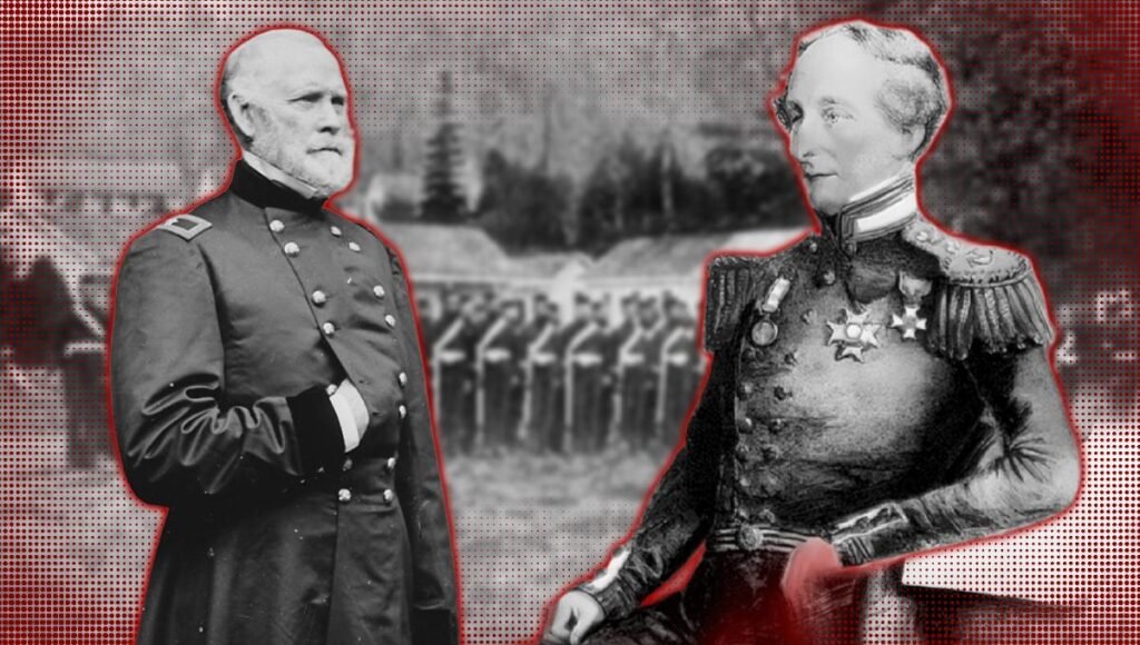 Generał William Harney i kontradmirał Robert Baynes.