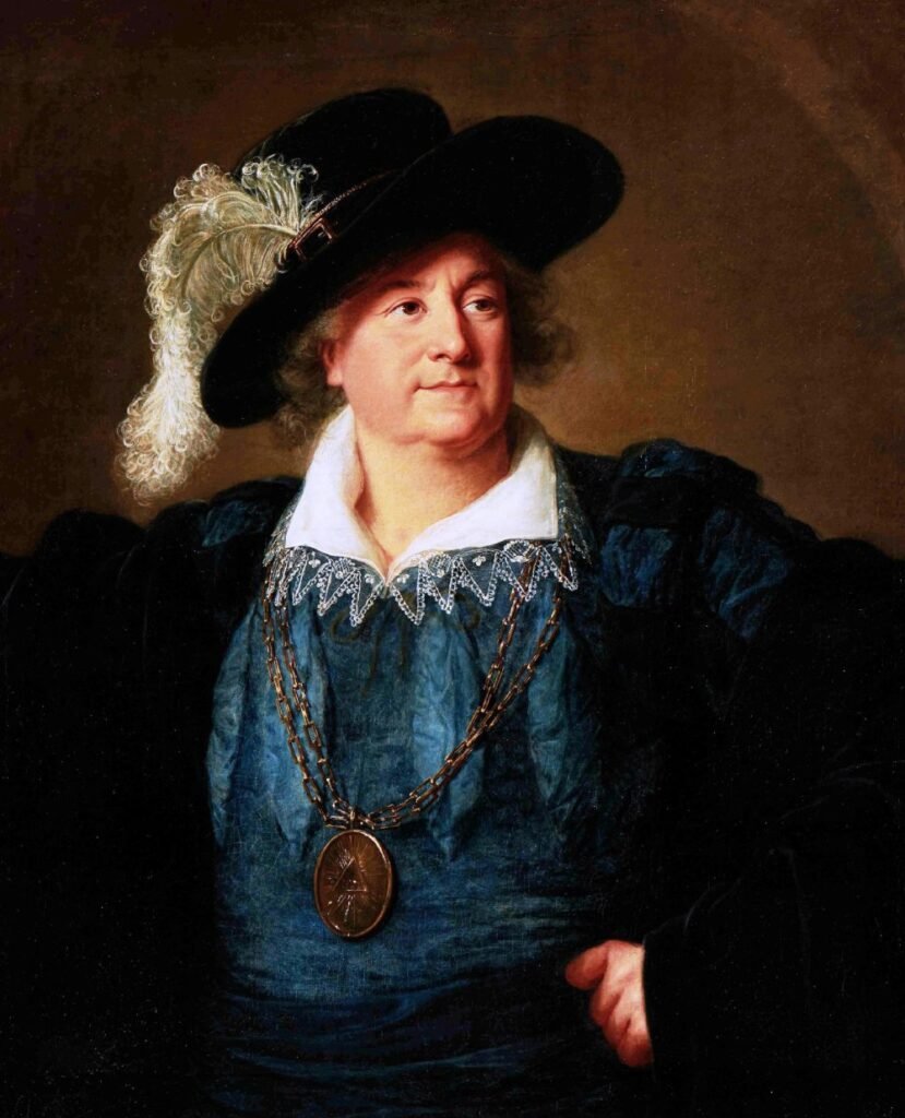 Stanisław August z emblematem masońskim na piersi