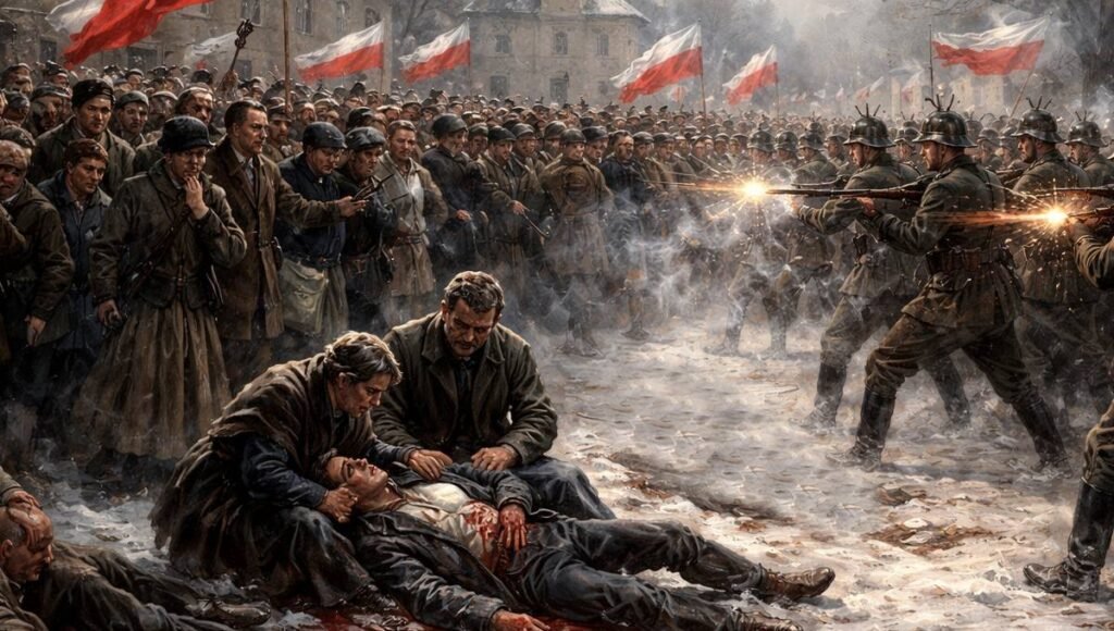 krwawa manifestacja w Działoszycach